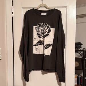Black Long Sleeve Shirt with Rose Graphic From Free People